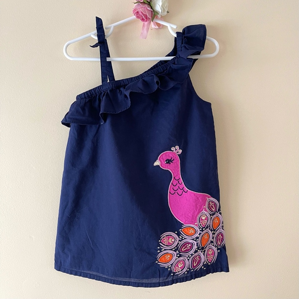 Gymboree Toddler Girl Spice Market Ruffle Shoulder Peacock Dress, Size 18-24m